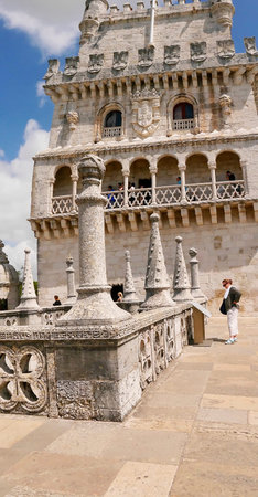 The Belem Tower, one of the most famous and visited landmarks in Portugal. Its construction was started in 1515 and completed in 1519.のeditorial素材