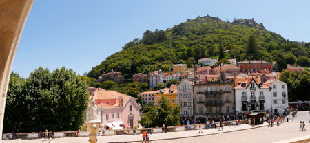 Sintra is a resort town in the foothills of Portugals Sintra Mountains, near the capital of Lisbon. A longtime royal sanctuary, its forested terrain is studded with pastel-colored villas and palacesのeditorial素材