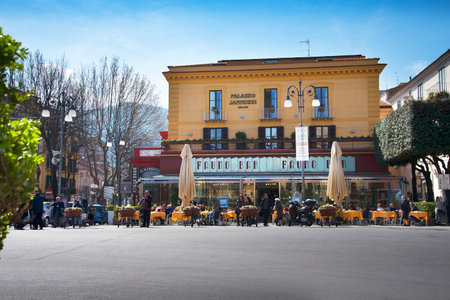 Piazza Tasso in the centre of Sorrento Italyのeditorial素材