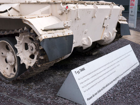 T55 Soviet Union designed Tank captured in the Iraq War now at the Imperial War Museum North on the Salford Quays in Manchesterのeditorial素材