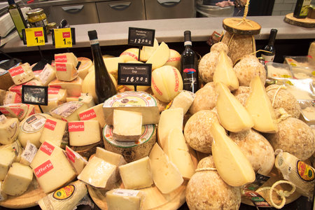 Cheese in shop in old town of Sorrento Italyのeditorial素材
