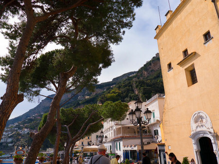 Market on the beach in Amalfi Italyのeditorial素材
