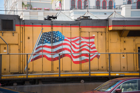 Waterfront Slow Train in New Orleans a Louisiana city on the Mississippi River, near the Gulf of Mexico.のeditorial素材