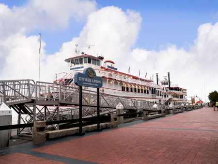 Riverboat on the Savannah River in Savannah Georgia USAのeditorial素材