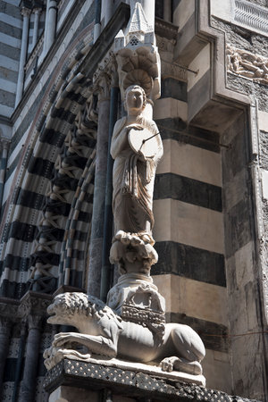 The Cathedral of San Lorenzo in Genoa Italyのeditorial素材