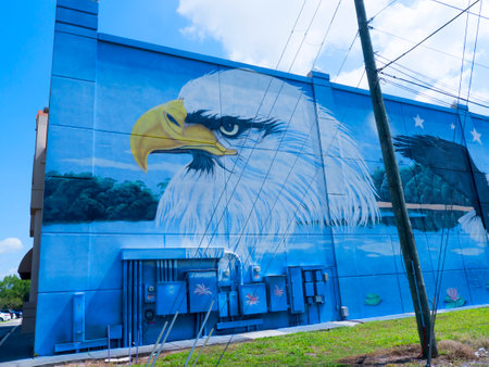 Street Art in Orlando in Florida USA. Huge Paintings on sides of Buildingのeditorial素材