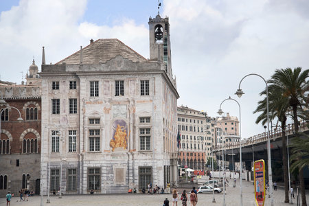 Dockside Buildings on the quayside in the Port of Genoa Italyのeditorial素材