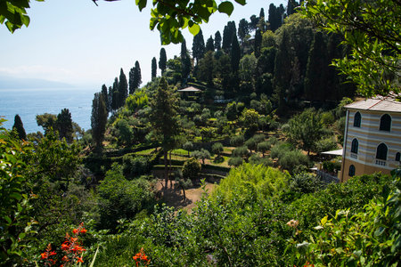 The Garden of the Castello Brown in Portofino Italyのeditorial素材