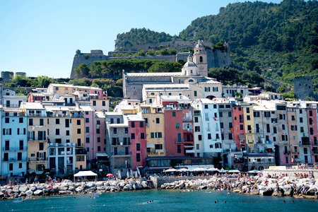 The fishing villages of Monterosso al Mare,Vernazza, Corniglia, Manorola, all reached from Porto Venere,  on the Cinqueterra coastline of Liguria in Northern Italy.のeditorial素材