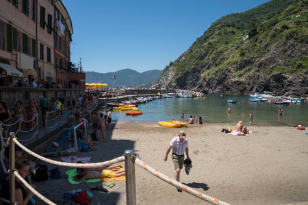 The fishing villages of Monterosso al Mare,Vernazza, Corniglia, Manorola, all reached from Porto Venere,  on the Cinqueterra coastline of Liguria in Northern Italy.のeditorial素材
