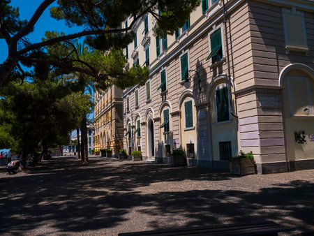 Building at the Castelleto viewpoint in Genoa Italyのeditorial素材