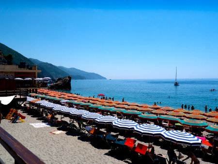 The fishing villages of Monterosso al Mare,Vernazza, Corniglia, Manorola and Riomaggiore of the Cinque Terra Liguria Italyのeditorial素材