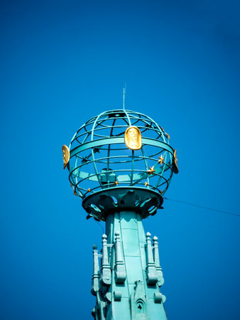 Globe Architectural detail on Building in Krakow Polandのeditorial素材