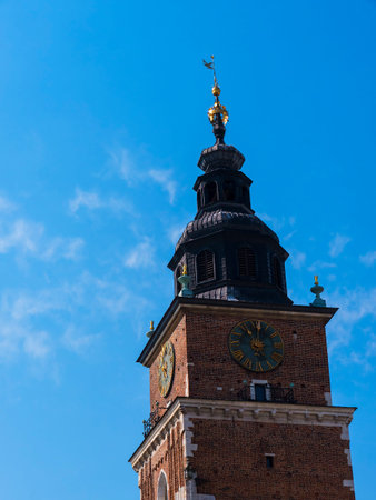 the Tower of the old Town Hall in the Market Square in Krakow Poland