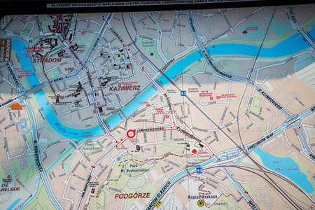 Street map of Krakow in Poland