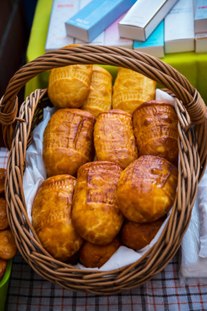 Patterned Bread on Market in Krakow Polandの写真素材