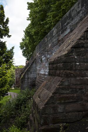 Roman Walls surround the city of Chester in Englandの写真素材