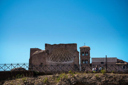 The Temple of Venus and Mother Rome in the Roman Forum in Rome Italyのeditorial素材
