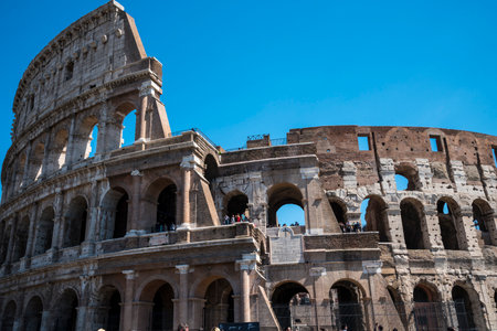 The Colosseum was the Flavian Amphitheatre built by Vespasian in what was the lake of NeroÃ¢ï¿½ï¿½s Golden House is the most famous monument in Romeのeditorial素材