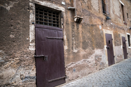 Inside the Castel Sant'Angelo in Rome Italy with Prison Cellsのeditorial素材