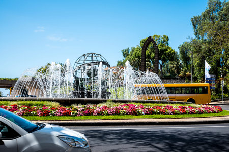 Traffic Island by Santa Catarina Park in Funchal Madeira