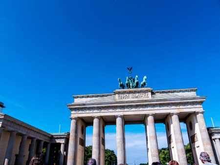 Brandenburg Gate is Berlin's most famous landmark. A symbol of Berlin and German division during the Cold War, it is now a national symbol of peace and unity.のeditorial素材