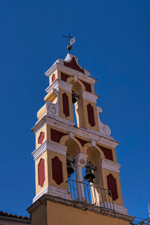 Greek Orthodox Church Bell Tower in Corfu Town Greeceのeditorial素材