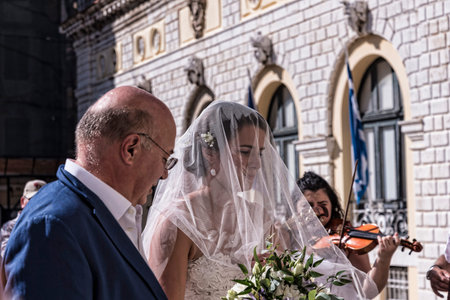 Wedding in the Catholic Cathedral of St James in Corfu Town Greeceのeditorial素材