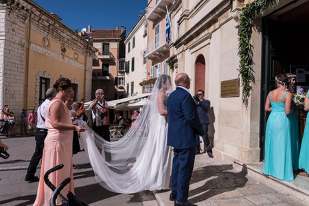 Wedding in the Catholic Cathedral of St James in Corfu Town Greeceのeditorial素材