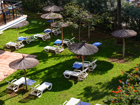 Garden by the sea  in the Stylist Town of Marbella on the Costa del Sol in Andalucia Spainのeditorial素材