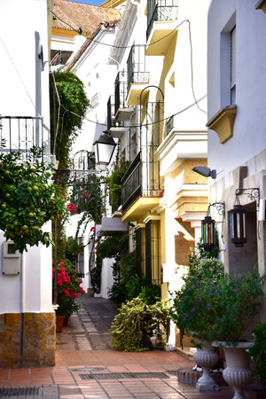 Narrow Street in Marbella Spainのeditorial素材