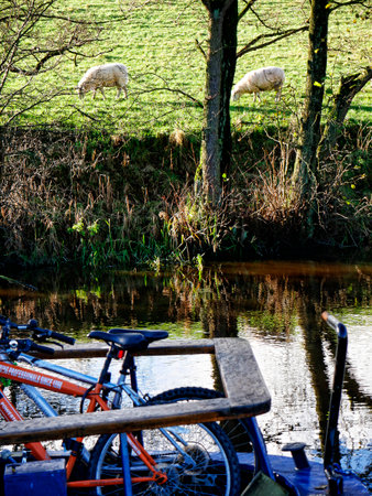 Salterforth England. The Leeds Liverpool Canal at Salterforth in the beautiful countryside on the Lancashire Yorkshire border in Northern Englandのeditorial素材