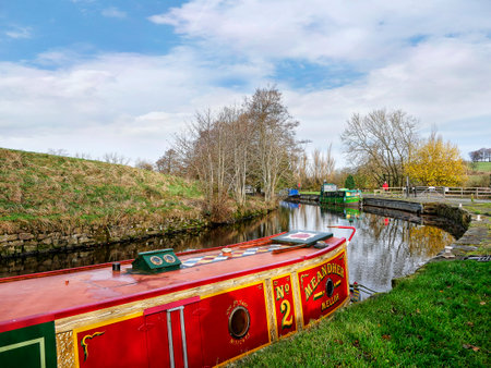 Salterforth England  . The Leeds Liverpool Canal at Salterforth in the beautiful countryside on the Lancashire Yorkshire border in Northern Englandのeditorial素材