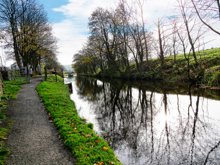 Salterforth England  . The Leeds Liverpool Canal at Salterforth in the beautiful countryside on the...