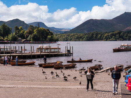 Enjoy a lake cruise on one of the Keswick Launches and experience the beauty of Derwentwater with breathtaking views of the surrounding fellsのeditorial素材