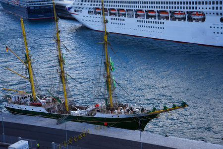 Sail Training vessel in the Harbour in Funchal on the island of Madeira Portugalのeditorial素材