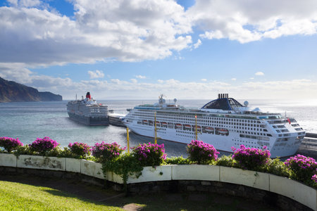 Harbour of the island of madeira in Funchalのeditorial素材