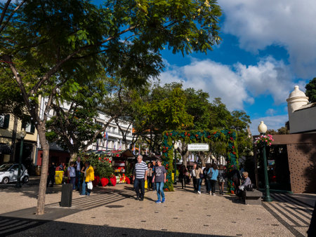 Christmas Market in Funchal on the island of Madeira Portugalのeditorial素材
