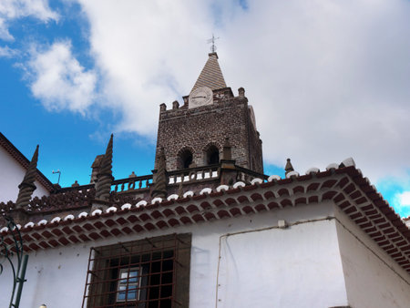Architecture in the area around the Cathedral in Funchal on the island of Madeira Portugalのeditorial素材