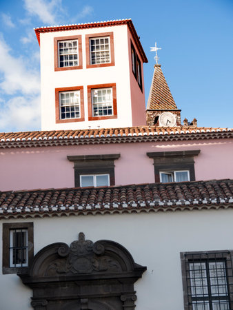 Architecture in the area around the Cathedral in Funchal on the island of Madeira Portugalのeditorial素材