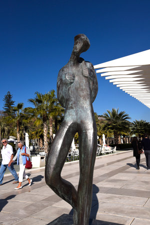 Statue on the Waterfront in Malaga is the Capital  city of the province of Andalucia in Southern Spainのeditorial素材