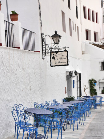 Street Cafe in Mijas one of the most beautiful 'white' villages of Andaluciaのeditorial素材