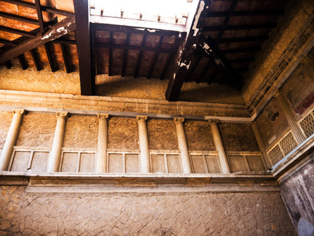 House in Herculaneum, or Ercolana, near Naples in Italy was not buried by falling rocks like Pompeii was in the eruption of Vesuvius in 79AD, instead it was engulfed in boiling mud and superheated air.のeditorial素材