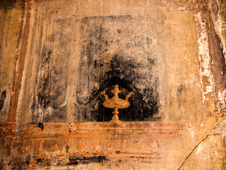 fresco in Herculaneum, or Ercolana, near Naples in Italy was not buried by falling rocks like Pompeii was in the eruption of Vesuvius in 79AD, instead it was engulfed in boiling mud and superheated air.のeditorial素材