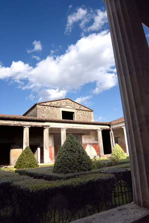 Villa in the ruins in the once buried city of Pompeii Italyのeditorial素材