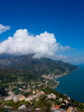 View Down the Coast in the Gulf of Salerno Italyのeditorial素材