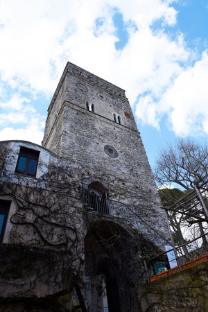 The Villa Rufolo in Ravello has fantastic views down the Amalfi Coast from its gardens and terracesのeditorial素材