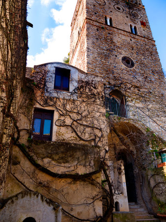 The Villa Rufolo in Ravello has fantastic views down the Amalfi Coast from its gardens and terracesのeditorial素材