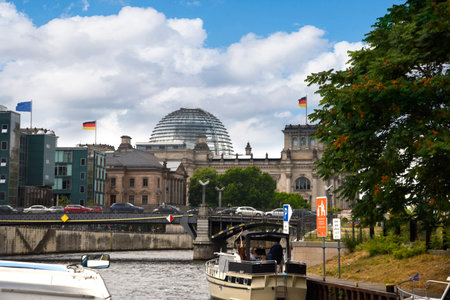 Architecture along the River Spree from one of the river cruises from the city centre in Berlin Germanyのeditorial素材