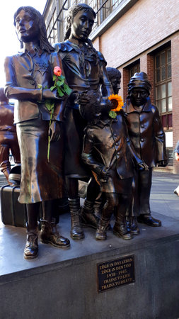 Statue to the victims of the Holocaust at the Friedrichstrasse Railway Station in Berlin germanyのeditorial素材
